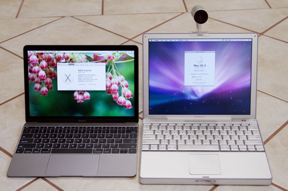 Macbook 12 Retina Vs Powerbook G4 12 The 10 Year Mac Laptop Evolution